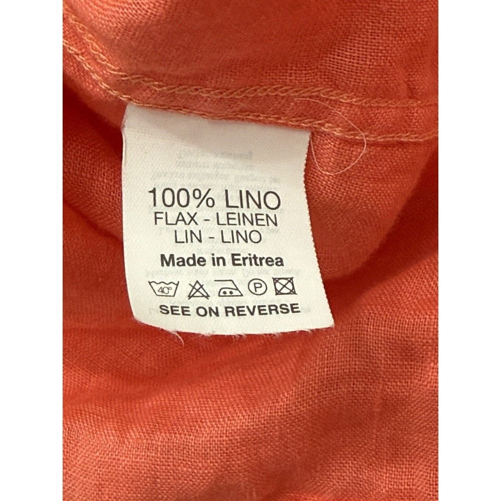 Tagliero Asmara 100% Flax Linen Top Coral Lightweight Button Up Summer Womens XL - Picture 6 of 7